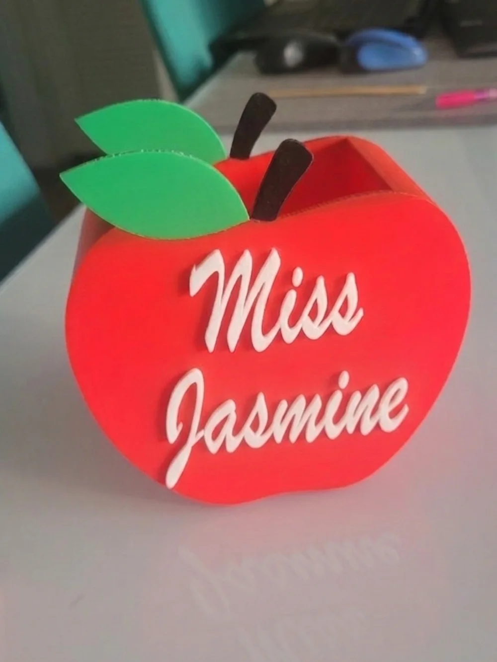 Apple Pencil Pen Holder - Office Decor - Teacher Gift - Custom Name